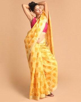 floral print chanderi saree