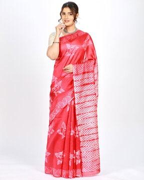 floral print chanderi silk saree