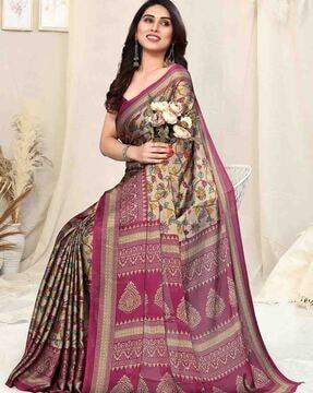 floral print chiffon saree with blouse set