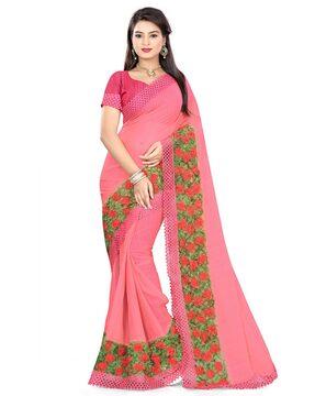 floral print chiffon saree