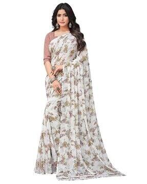 floral print chiffon saree