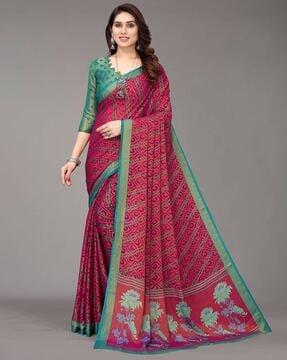 floral print chiffon saree