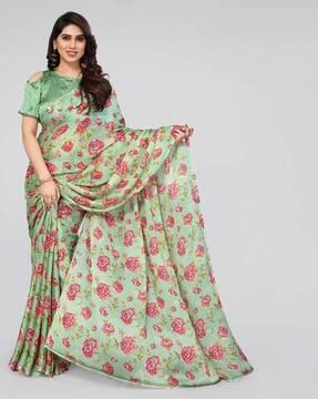 floral print chiffon saree