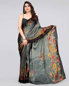 floral print chiffon saree