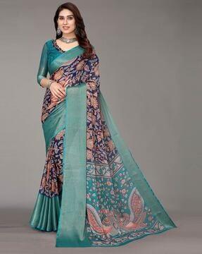 floral print chiffon saree