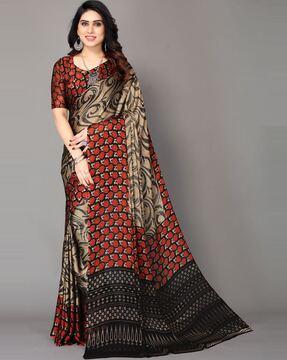 floral print chiffon saree