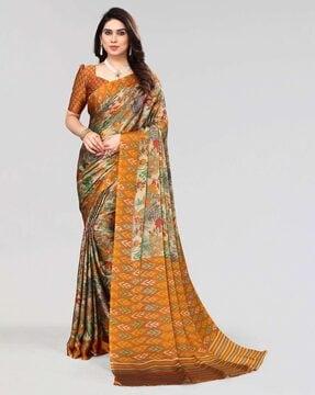 floral print chiffon saree