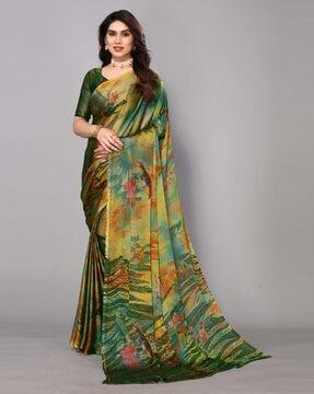 floral print chiffon saree