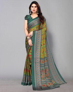 floral print chiffon saree