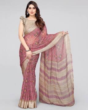 floral print chiffon saree