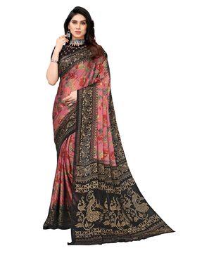 floral print chiffon saree