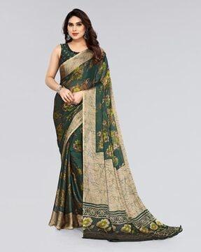 floral print chiffon saree