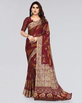 floral print chiffon saree