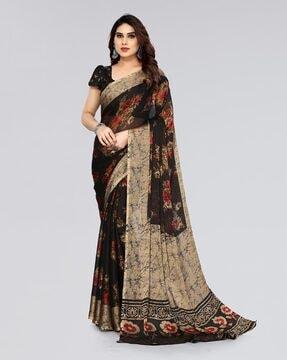 floral print chiffon saree