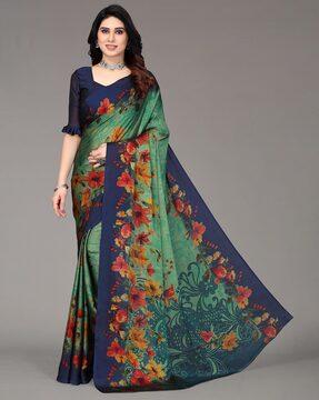 floral print chiffon saree