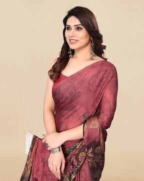 floral print chiffon saree