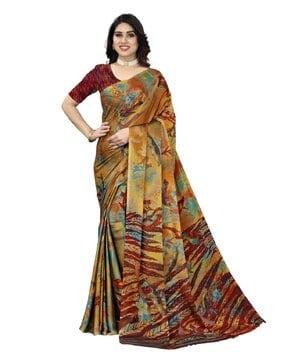 floral print chiffon saree