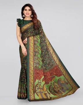 floral print chiffon saree