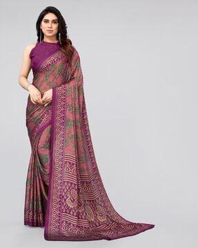 floral print chiffon saree