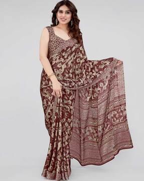 floral print chiffon saree