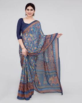 floral print chiffon saree