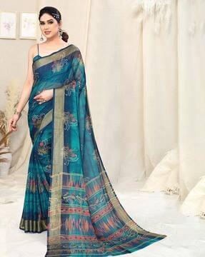 floral print chiffon saree