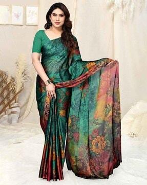 floral print chiffon saree