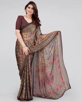 floral print chiffon saree