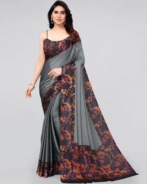 floral print chiffon saree