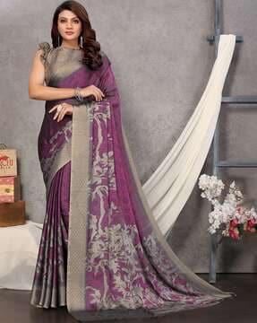 floral print chiffon saree