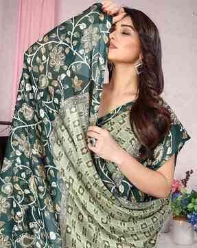 floral print chiffon saree