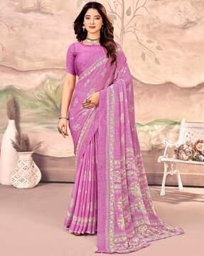 floral print chiffon saree