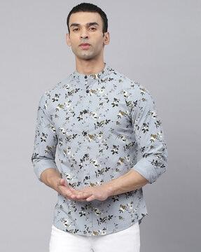 floral print classic slim fit shirt