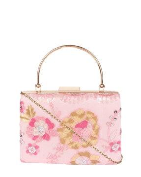 floral print clutch with handle