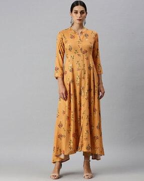 floral print collar-neck anarkali kurta