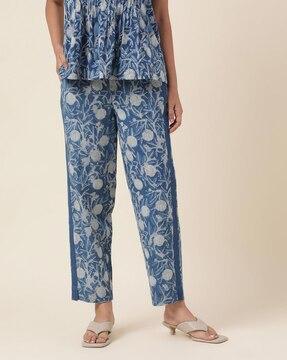 floral print comfort fit pants with insert pockets