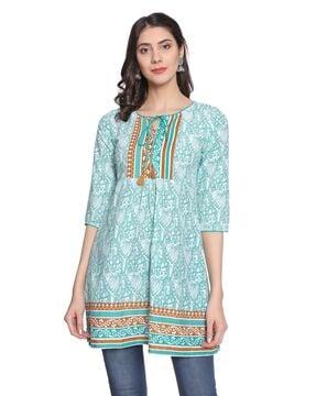 floral print cotton a-line kurti