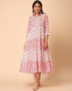 floral print cotton anarkali kurta