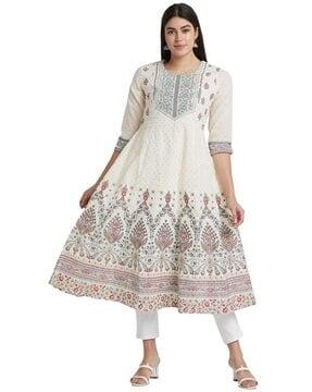 floral print cotton anarkali kurta