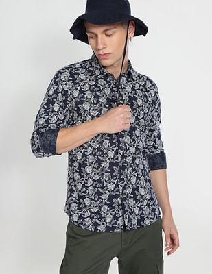 floral print cotton casual shirt