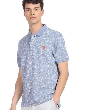 floral print cotton polo shirt