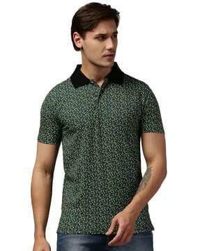 floral print cotton polo t-shirt