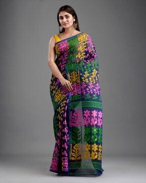 floral print cotton saree