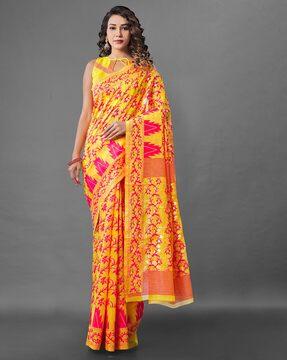 floral print cotton saree