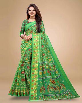 floral print cotton saree