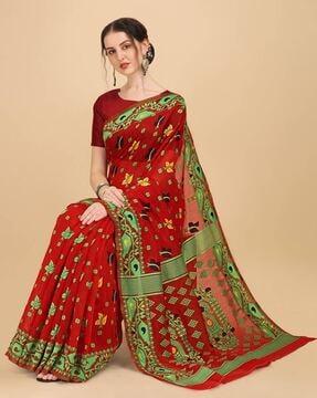 floral print cotton saree