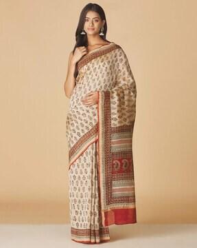 floral print cotton saree