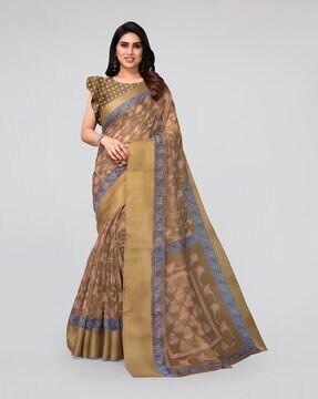 floral print cotton saree