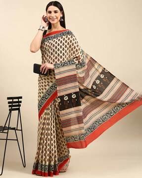 floral print cotton saree