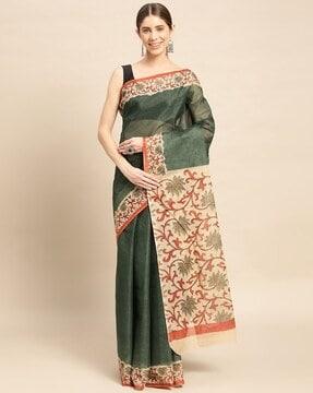 floral print cotton saree